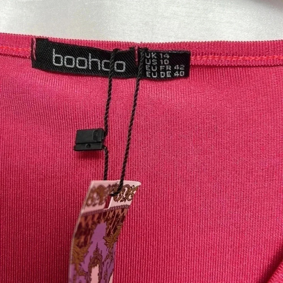 BOOHOO bodycon barbiecore dress! NWT wrap overlay,fuchsia,supplice,event,sexy - Picture 7 of 15